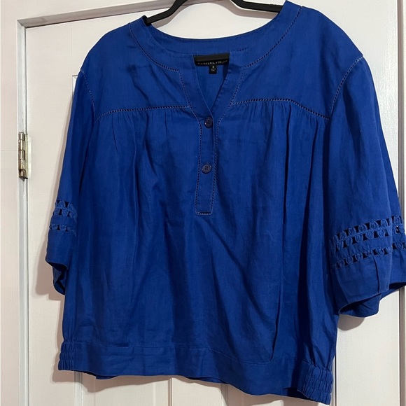 LAFAYETTE 148 NEW YORK • ROYAL BLUE • LINEN BLOUSE - Picture 1 of 4